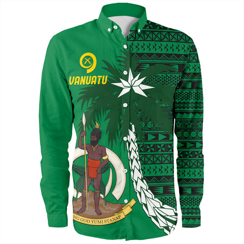 Vanuatu Long Sleeve Shirt Coat Of Arms Tree Coconut