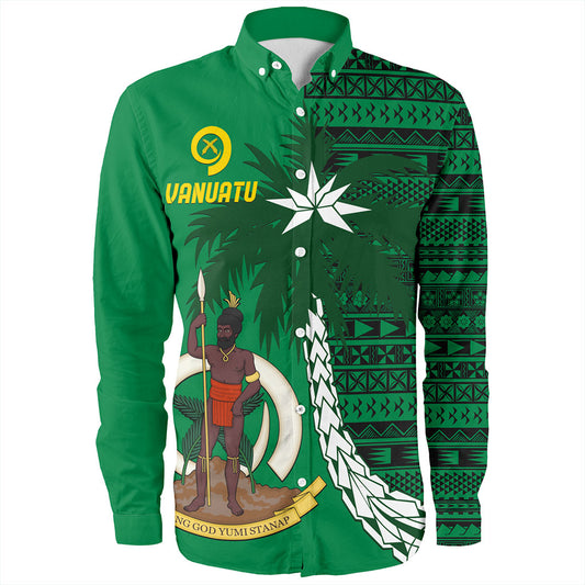Vanuatu Long Sleeve Shirt Coat Of Arms Tree Coconut