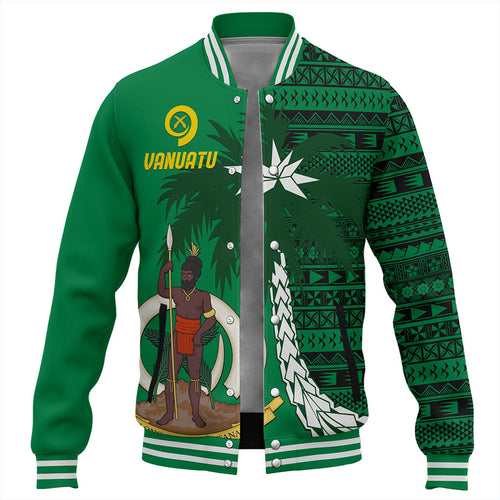 Vanuatu Baseball Jacket Coat Of Arms Tree Coconut