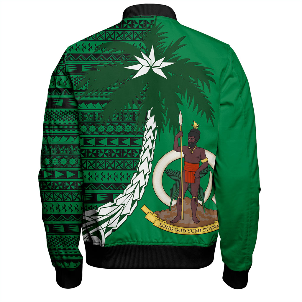 Vanuatu Bomber Jacket Coat Of Arms Tree Coconut