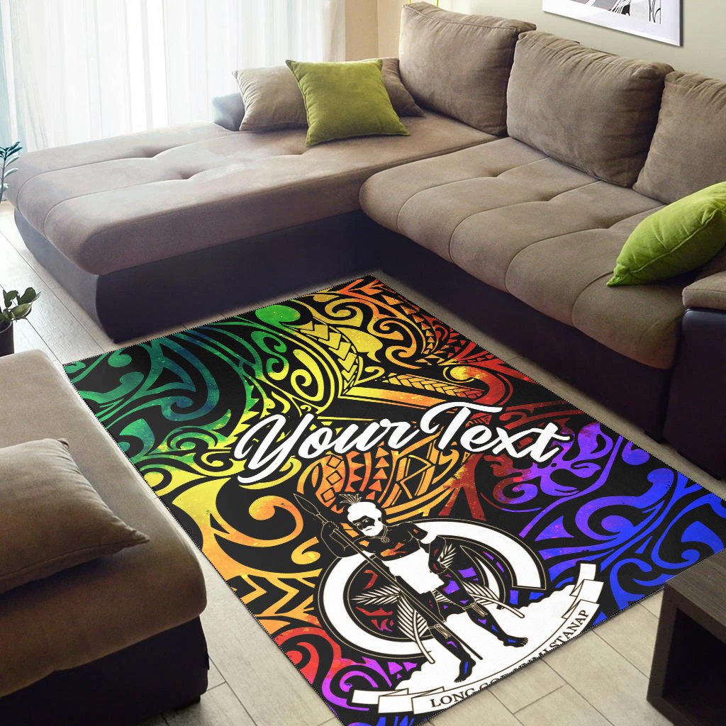 Vanuatu Custom Personalised Area Rug - Rainbow Polynesian Pattern