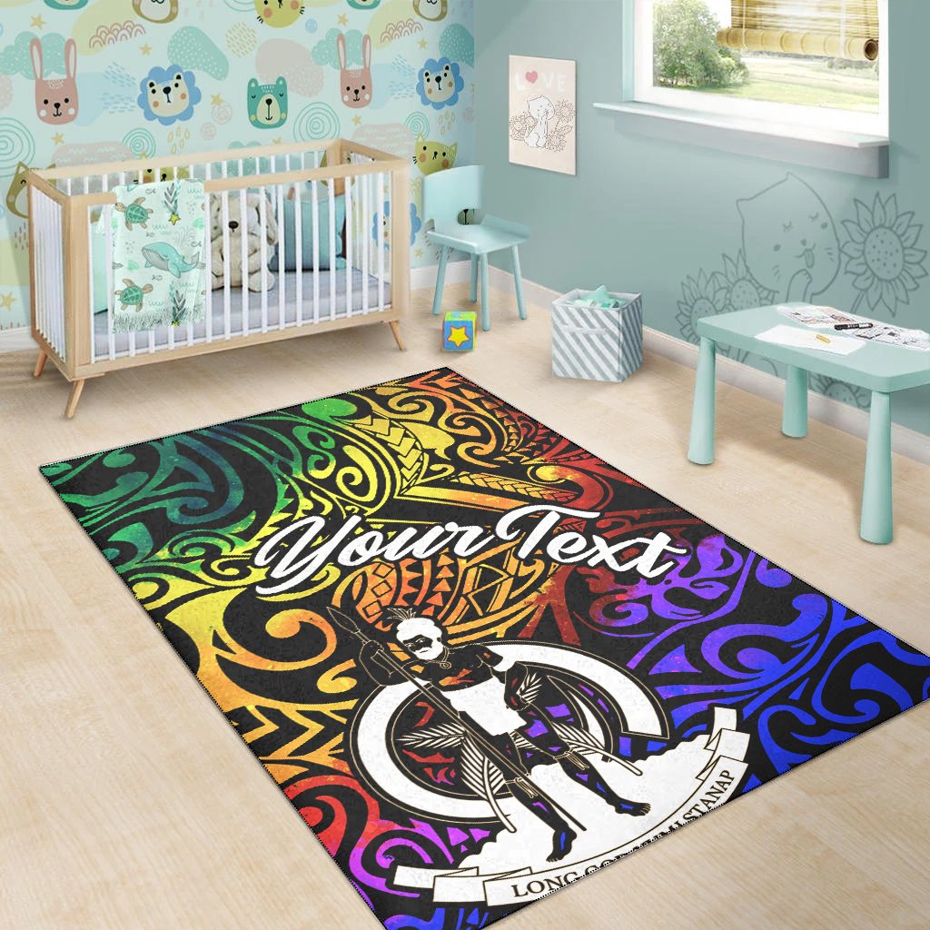 Vanuatu Custom Personalised Area Rug - Rainbow Polynesian Pattern
