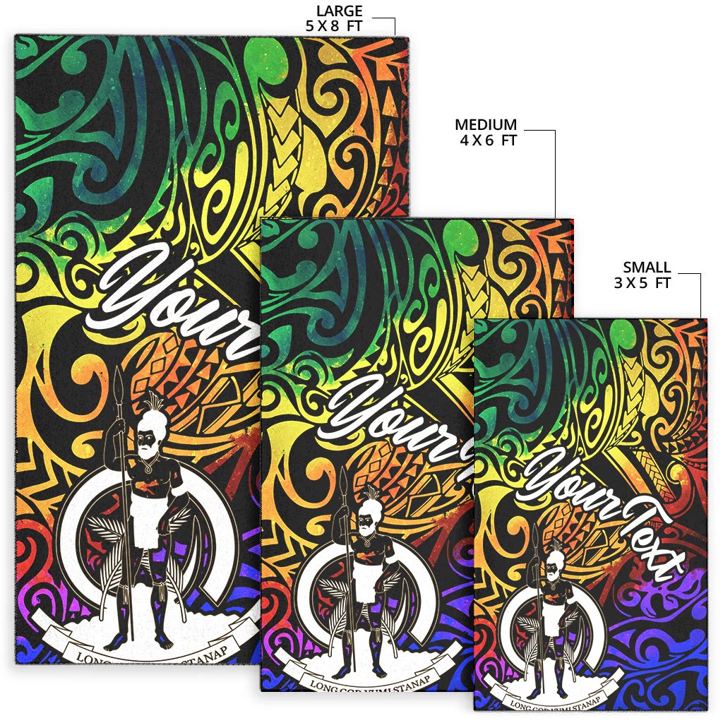 Vanuatu Custom Personalised Area Rug - Rainbow Polynesian Pattern