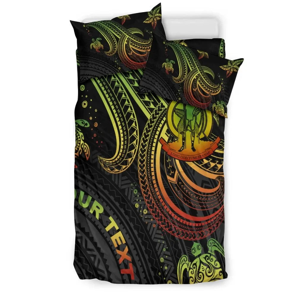 Vanuatu Custom Personalised Bedding Set - Reggae Turtle