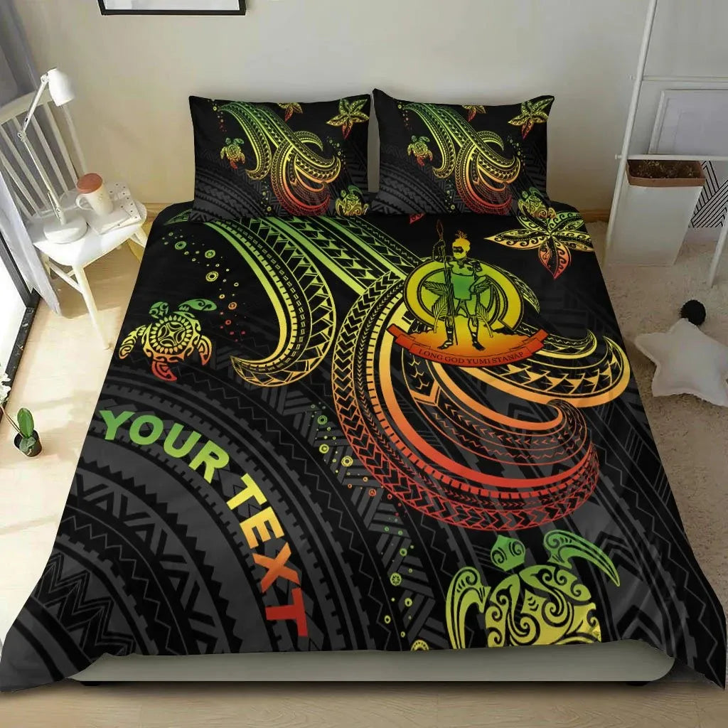 Vanuatu Custom Personalised Bedding Set - Reggae Turtle