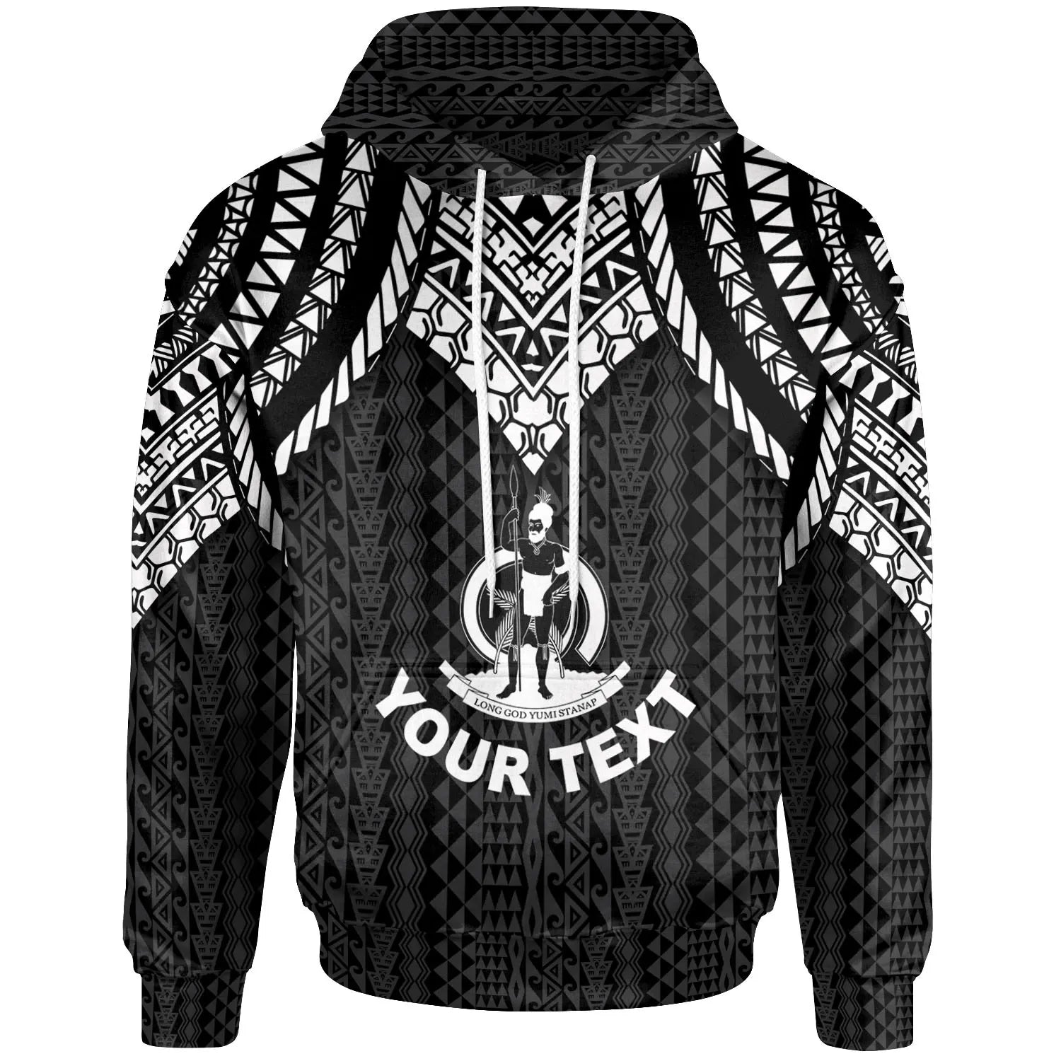 Vanuatu Custom Personalised Hoodie - Polynesian Armor Style Black