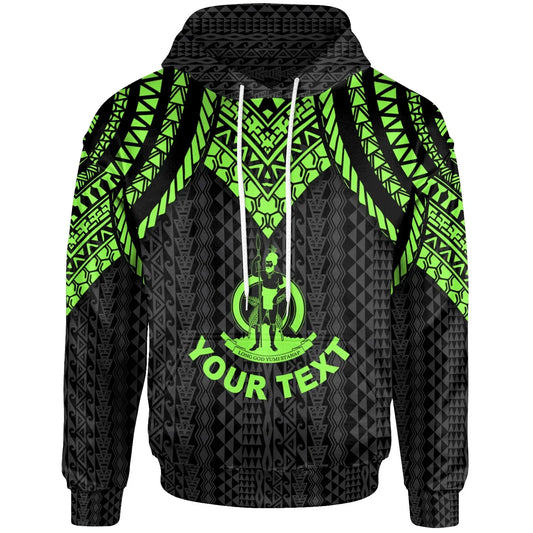 Vanuatu Custom Personalised Hoodie - Polynesian Armor Style Green
