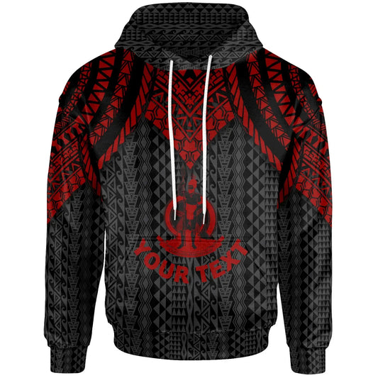 Vanuatu Custom Personalised Hoodie - Polynesian Armor Style Red