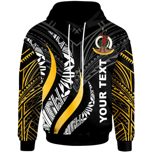 Vanuatu Custom Personalised Hoodie - Vanuatu Strong Fire Pattern Gold