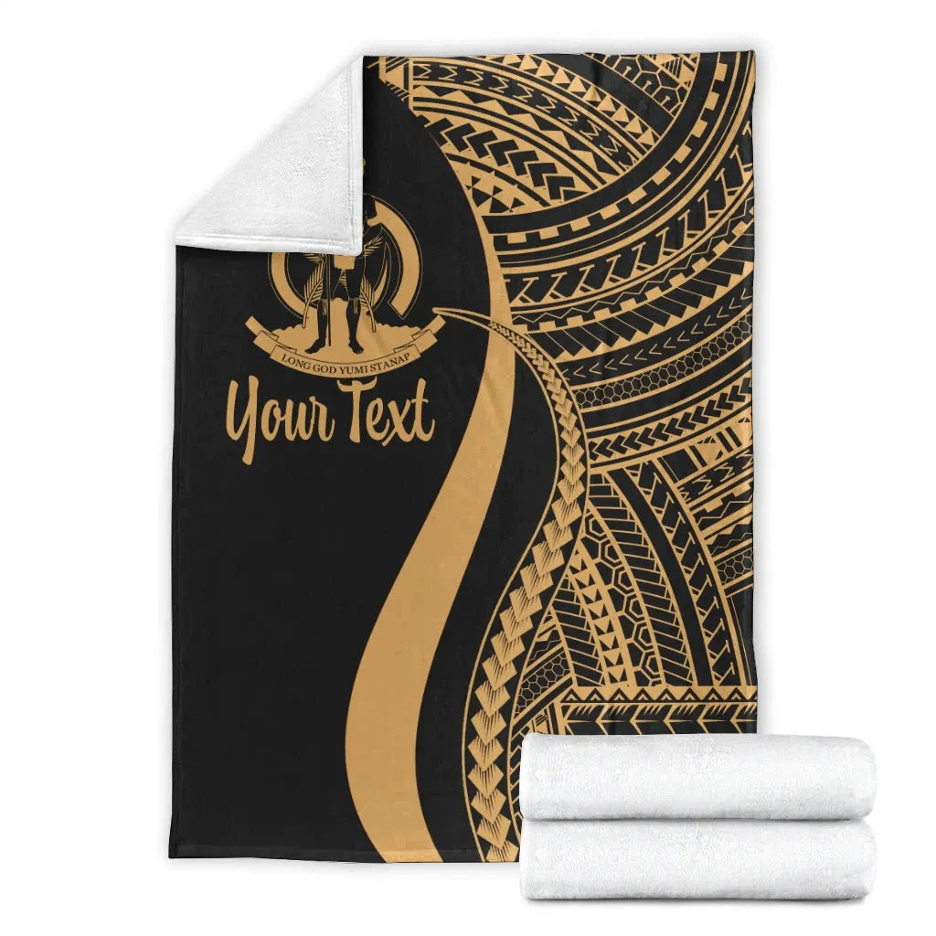 Vanuatu Custom Personalised Premium Blanket - Gold Polynesian Tentacle Tribal Pattern
