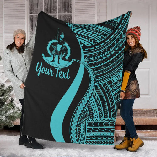 Vanuatu Custom Personalised Premium Blanket - Turquoise Polynesian Tentacle Tribal Pattern