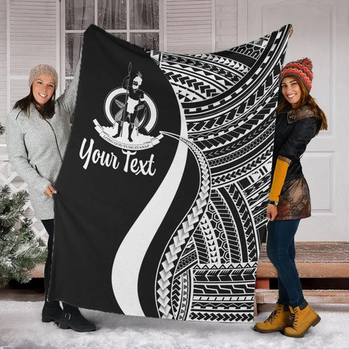 Vanuatu Custom Personalised Premium Blanket - White Polynesian Tentacle Tribal Pattern