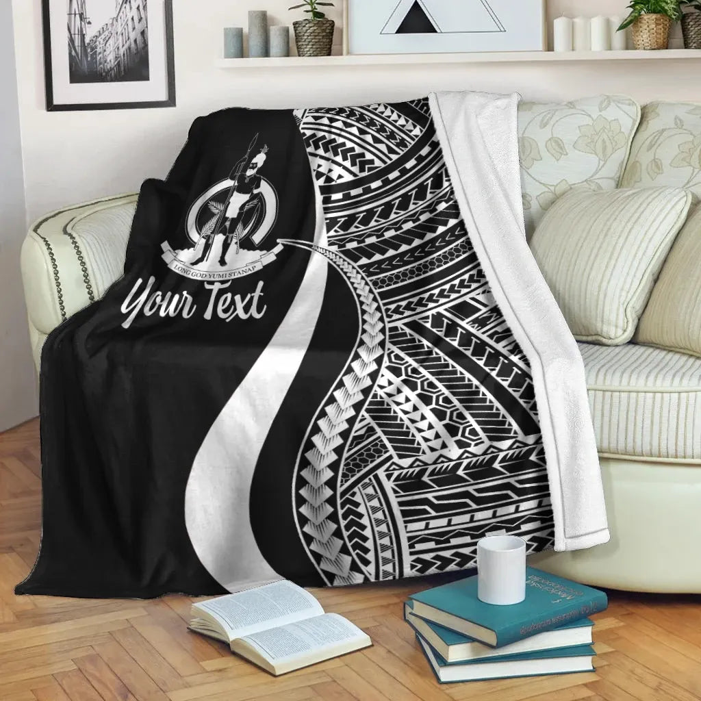 Vanuatu Custom Personalised Premium Blanket - White Polynesian Tentacle Tribal Pattern