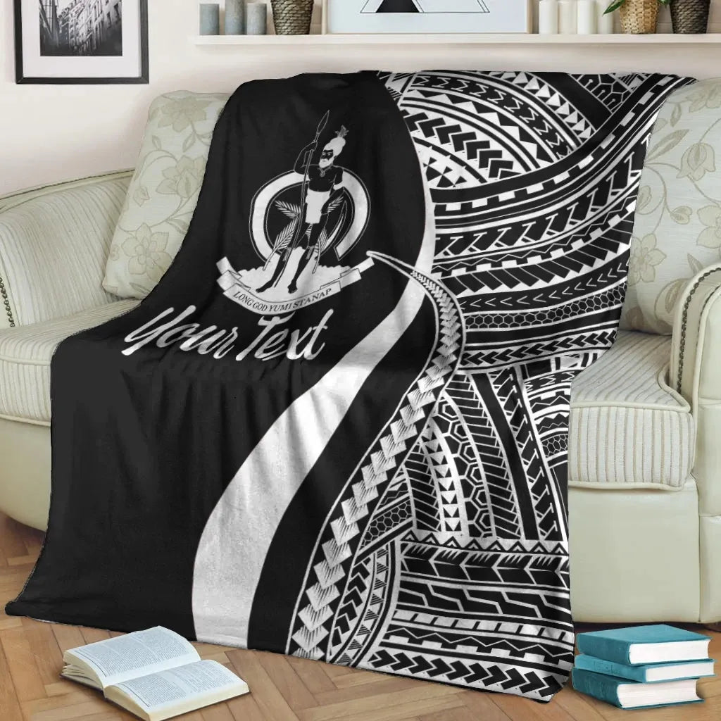 Vanuatu Custom Personalised Premium Blanket - White Polynesian Tentacle Tribal Pattern