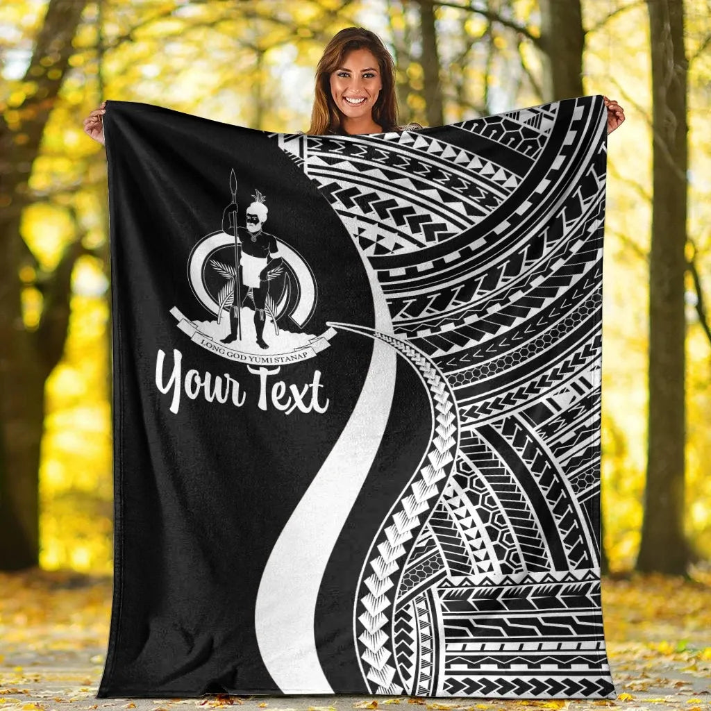 Vanuatu Custom Personalised Premium Blanket - White Polynesian Tentacle Tribal Pattern
