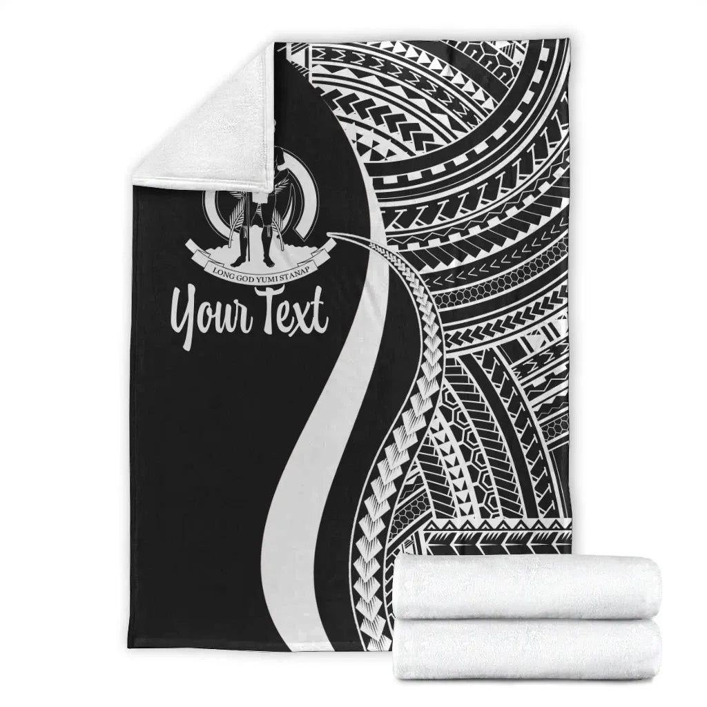Vanuatu Custom Personalised Premium Blanket - White Polynesian Tentacle Tribal Pattern