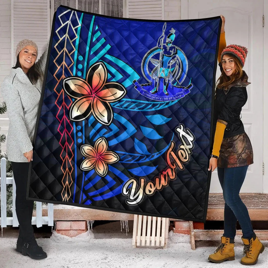 Vanuatu Custom Personalised Premium Quilt - Vintage Tribal Mountain