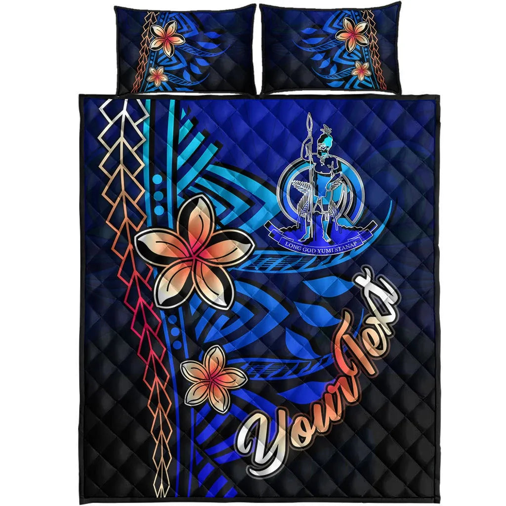 Vanuatu Custom Personalised Quilt Bed Set - Vintage Tribal Mountain