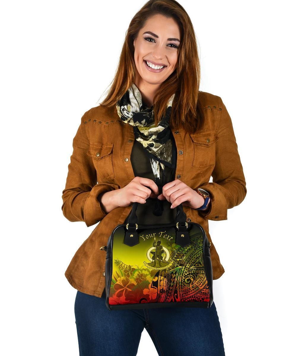 Vanuatu Custom Personalised Shoulder Handbag - Humpback Whale With Tropical Flowers (Yellow)