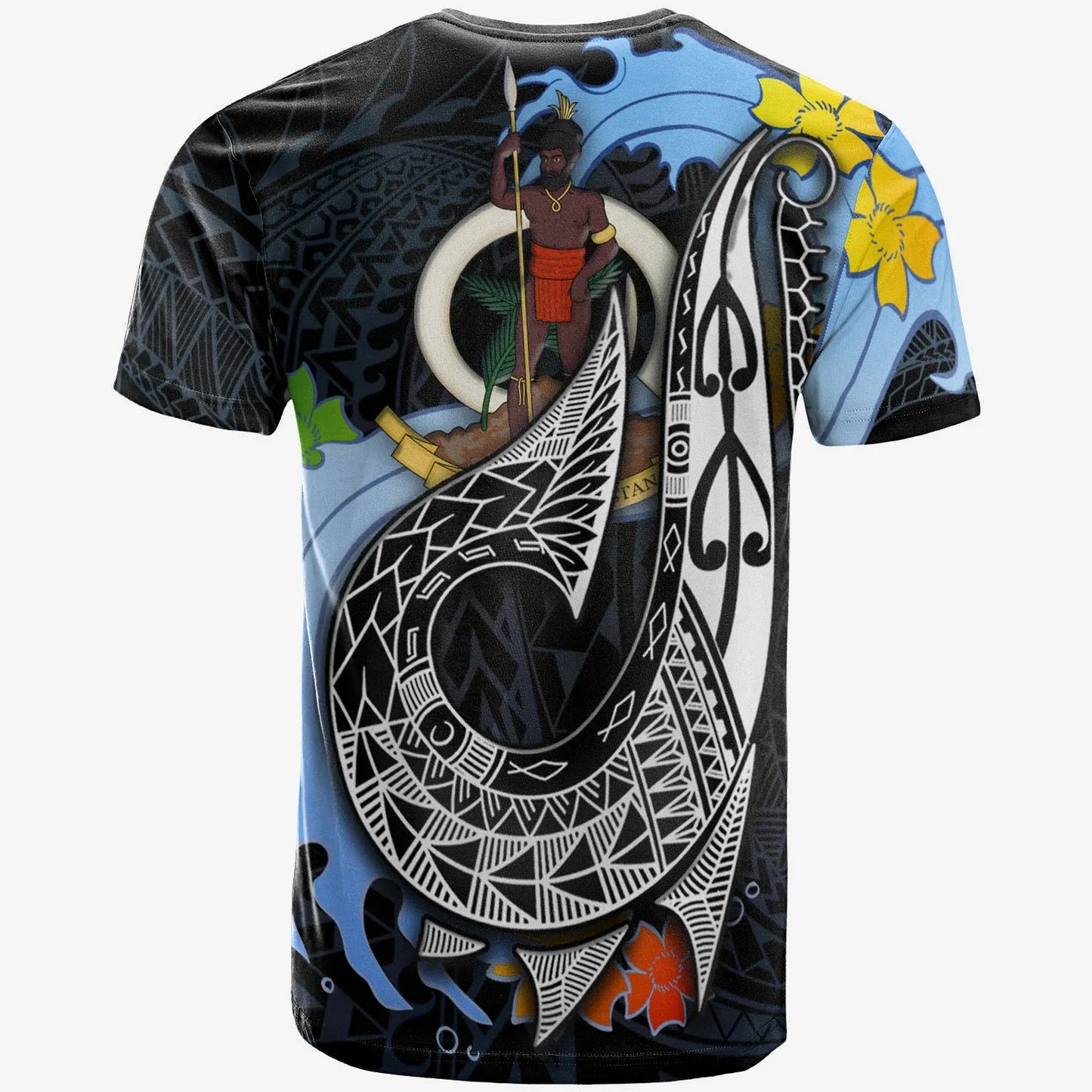 Vanuatu Custom Personalised T-Shirt - Fish Hooks And Wave