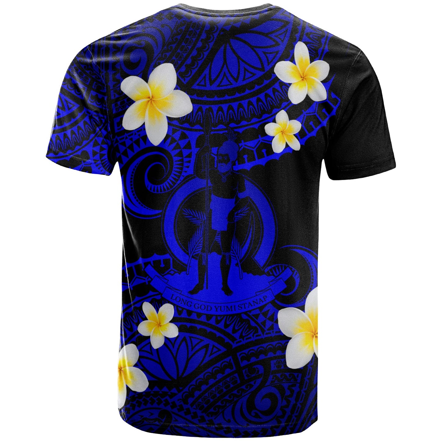 Vanuatu Custom Personalised T-Shirt - Plumeria Polynesian Vibe Blue