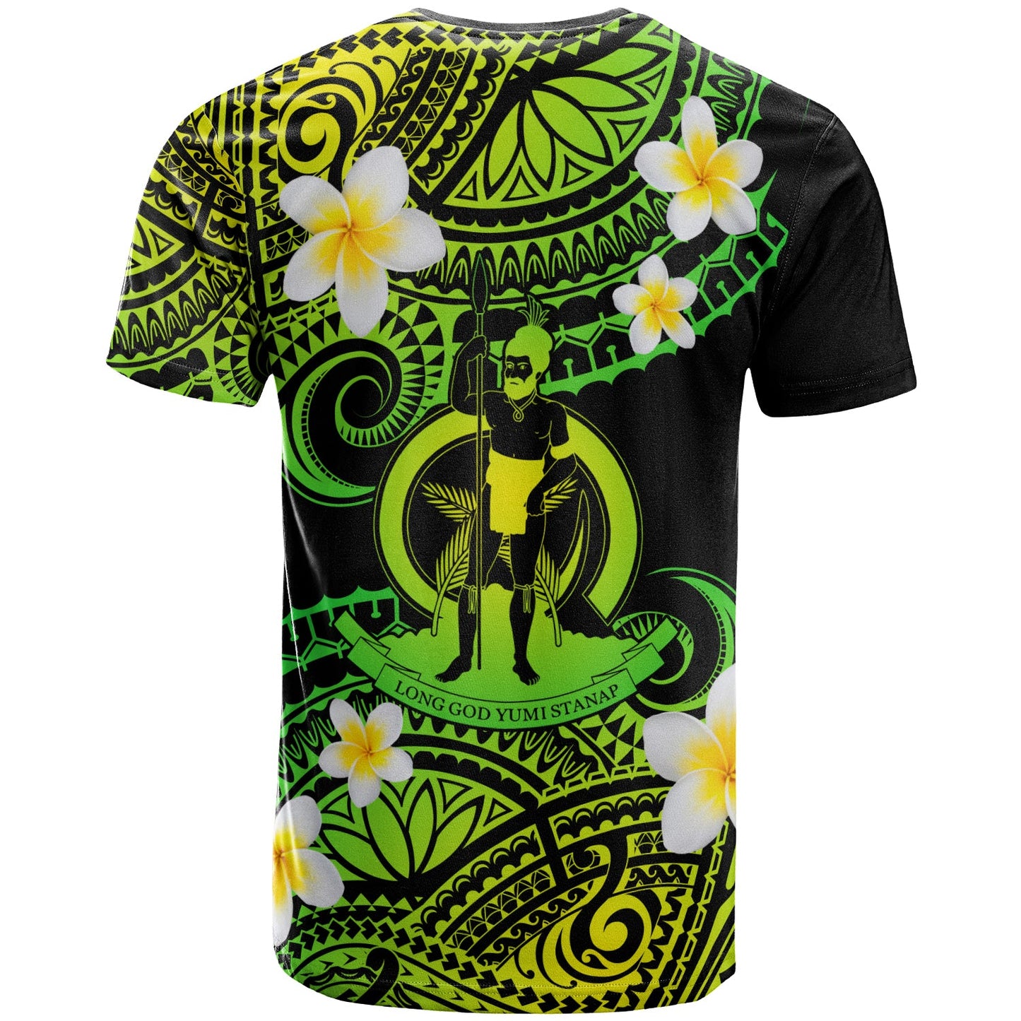 Vanuatu Custom Personalised T-Shirt - Plumeria Polynesian Vibe Green