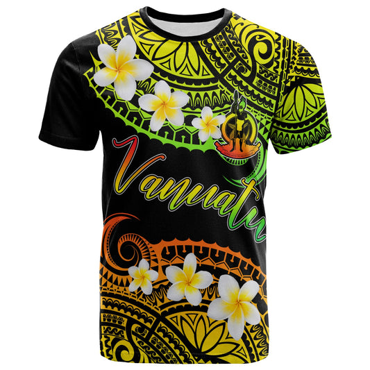 Vanuatu Custom Personalised T-Shirt - Plumeria Polynesian Vibe Reggae