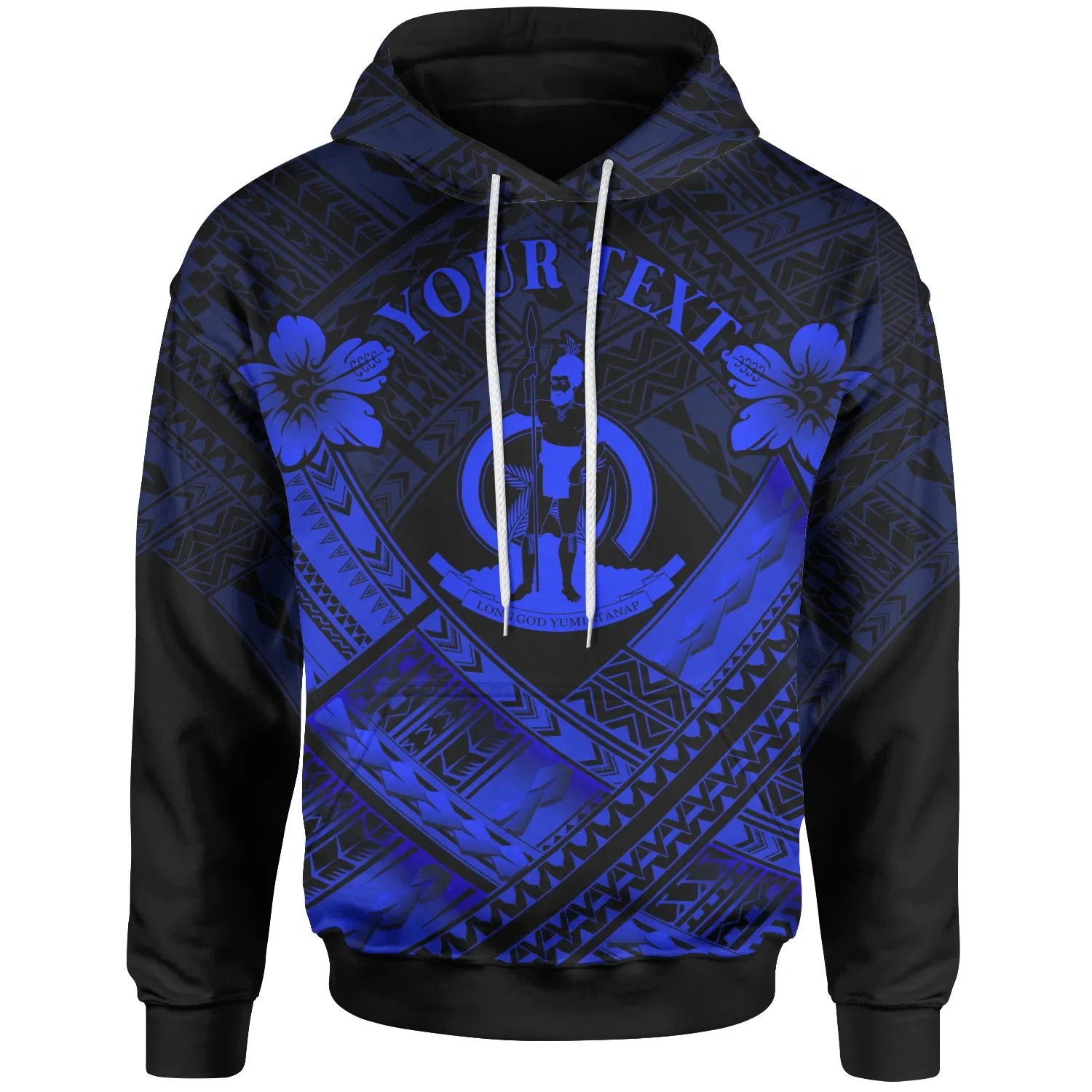 Vanuatu Custom Personalised Polynesian Hoodie - Vanuatu Blue Seal Camisole Hibiscus Style