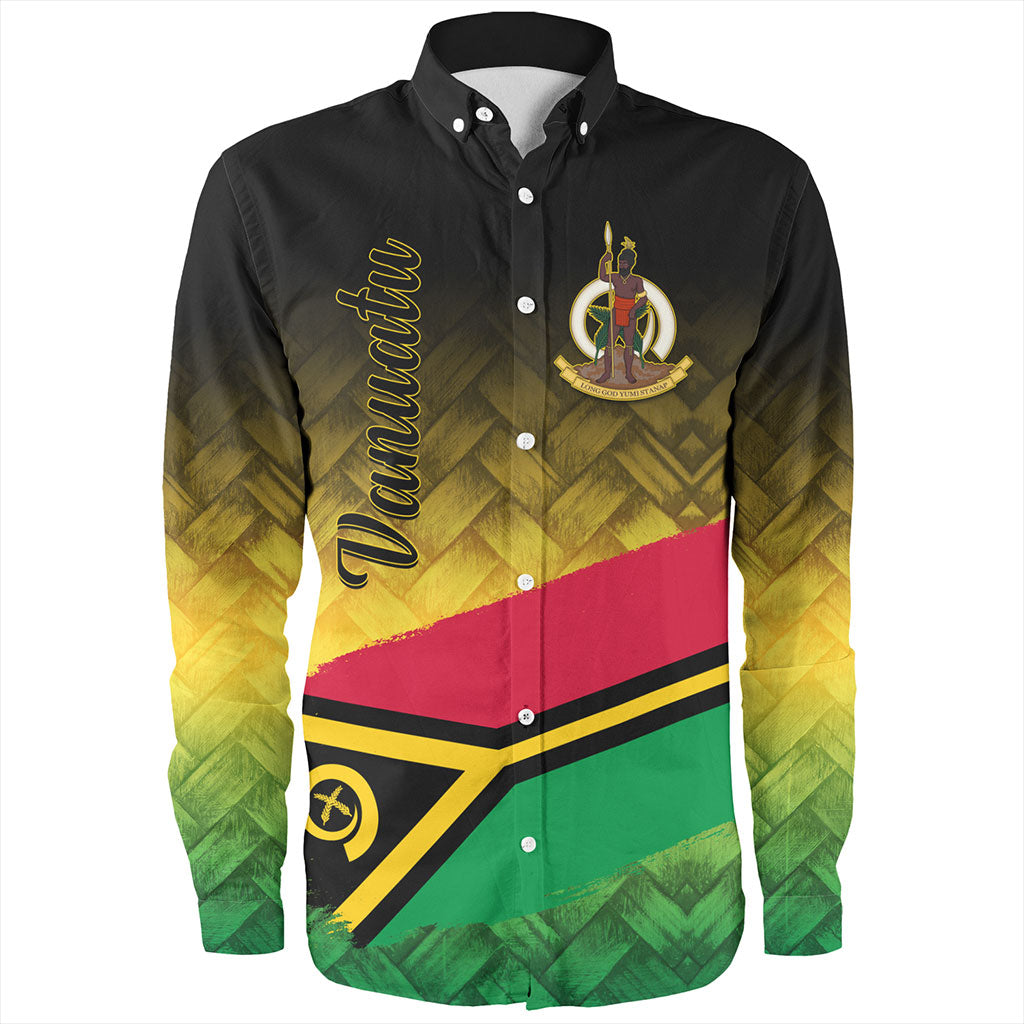 Vanuatu Long Sleeve Shirt Flag Lauhala Style