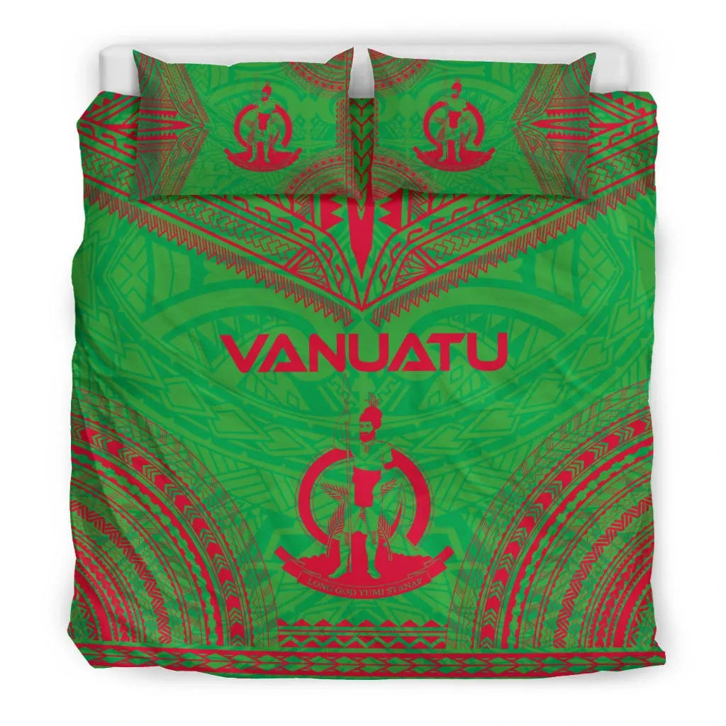 Vanuatu Flag Polynesian Chief Duvet Cover Set