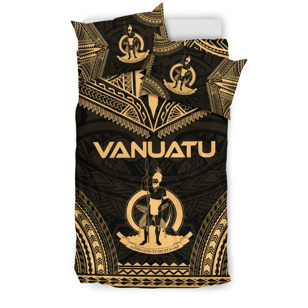 Vanuatu Polynesian Chief Duvet Cover Set - Gold Version