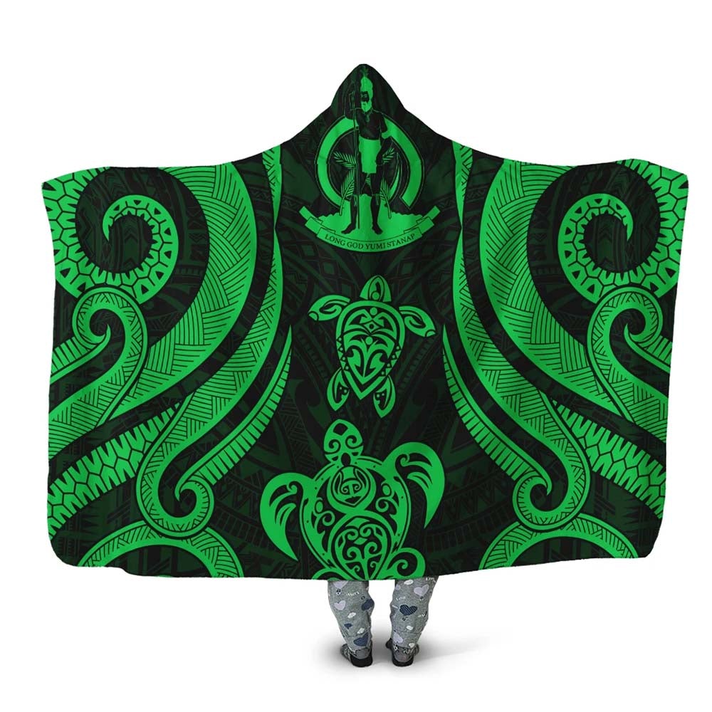 Vanuatu Hooded Blanket - Green Tentacle Turtle