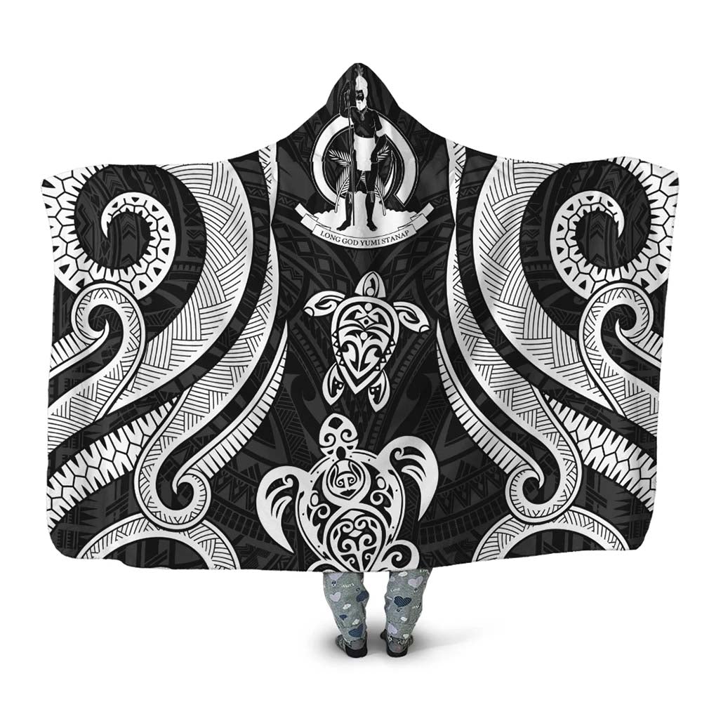 Vanuatu Hooded Blanket - White Tentacle Turtle