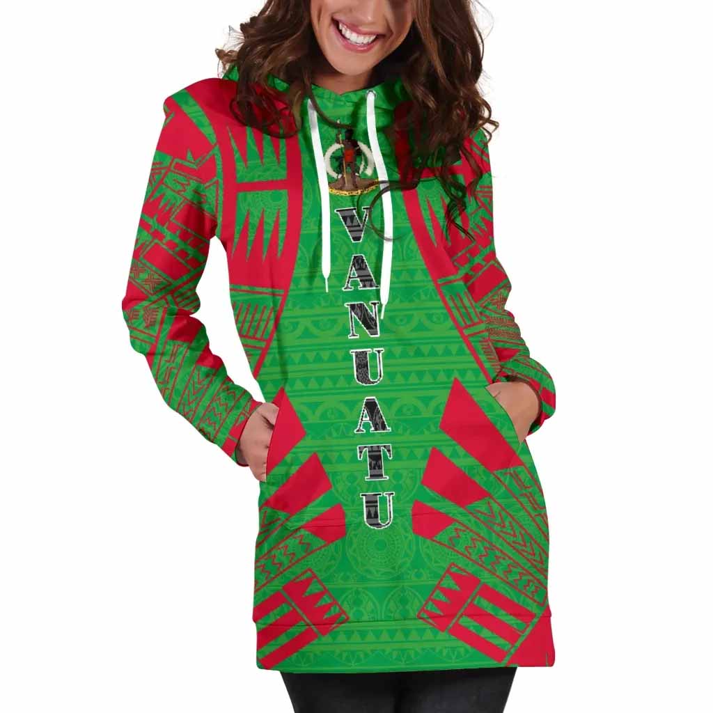 Vanuatu Hoodie Dress - Polynesian Tattoo Flag