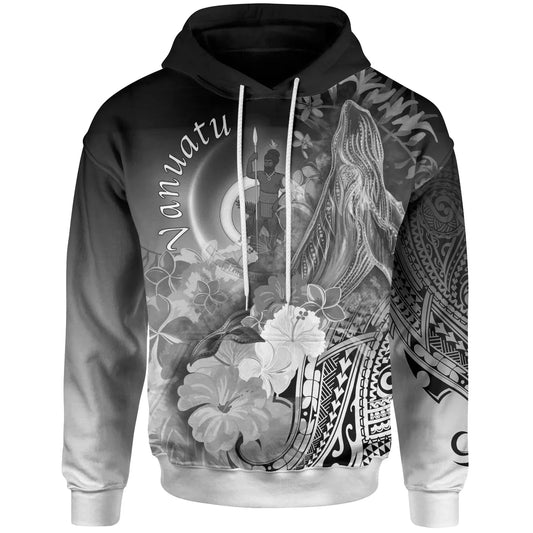 Vanuatu Hoodie - Humpback Whale with Tropical Flowers (White)