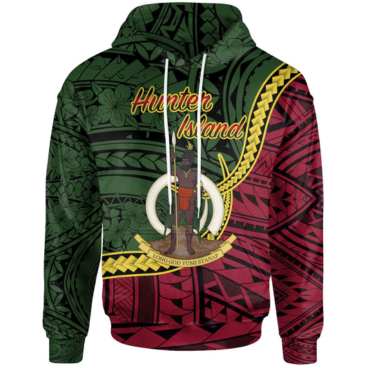 Vanuatu Hoodie - Hunter Island Seal Of Vanuatu Polynesian Patterns