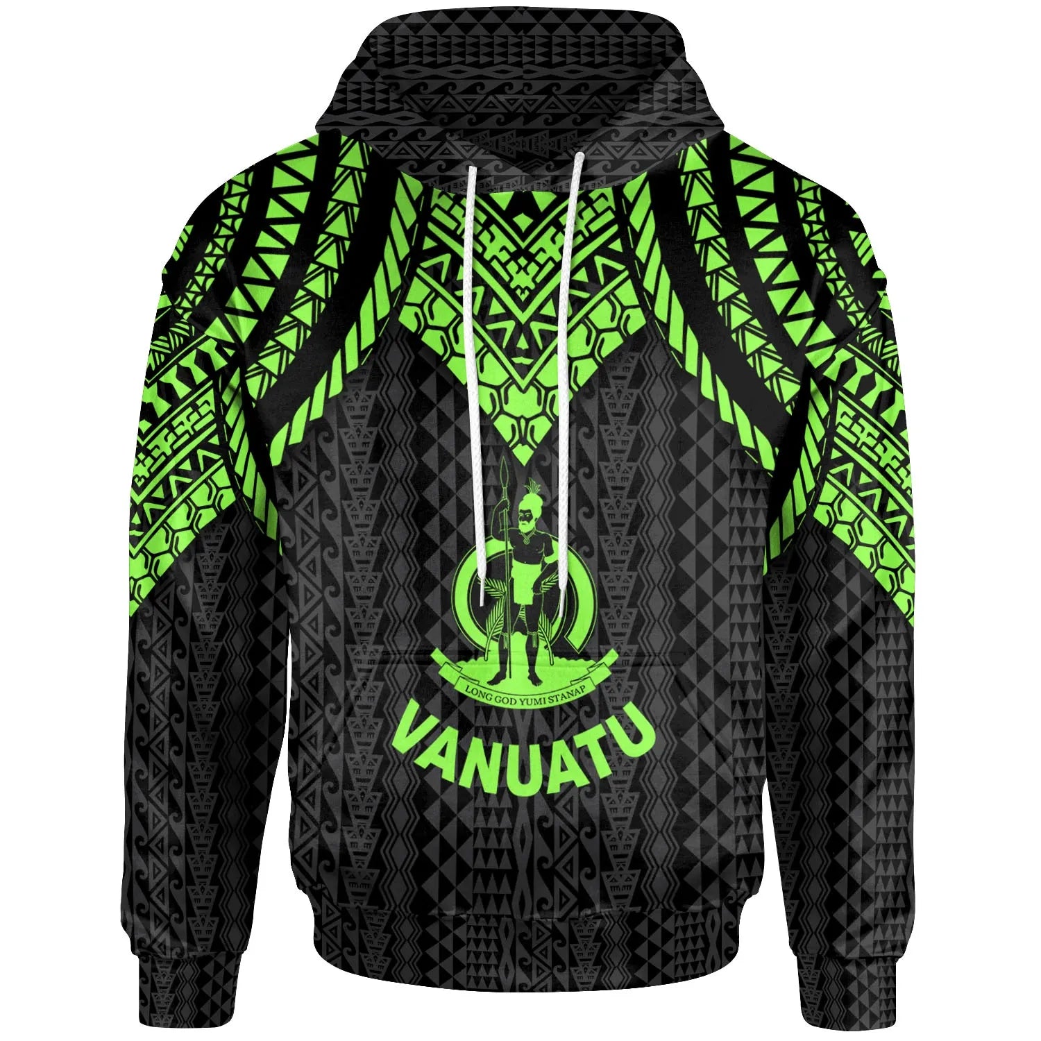 Vanuatu Hoodie - Polynesian Armor Style Green