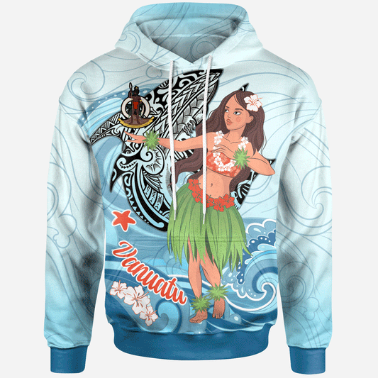 Vanuatu Hoodie - Polynesian Girls With Shark