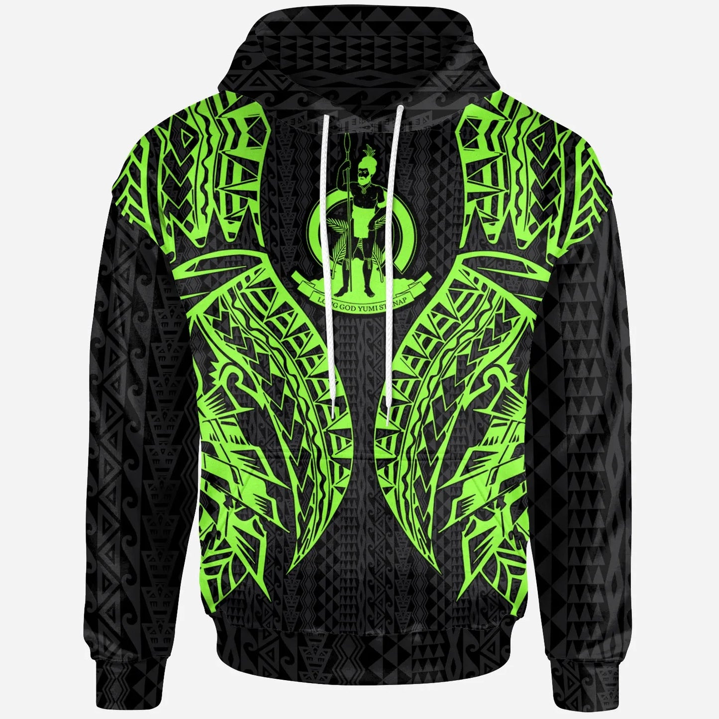 Vanuatu Hoodie - Polynesian Lion Head Green Style