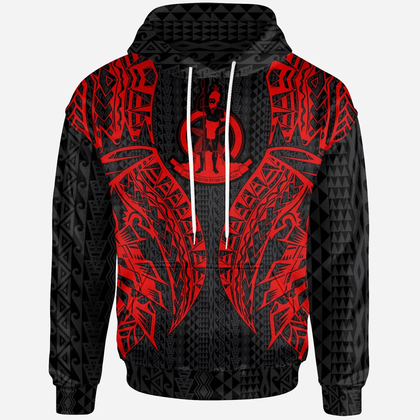 Vanuatu Hoodie - Polynesian Lion Head Red Style