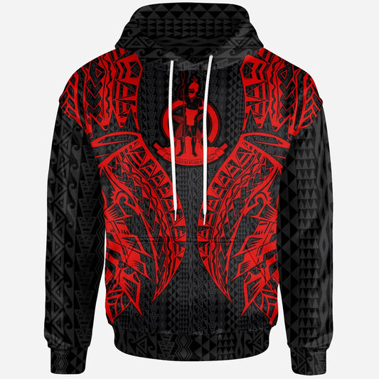 Vanuatu Hoodie - Polynesian Lion Head Red Style