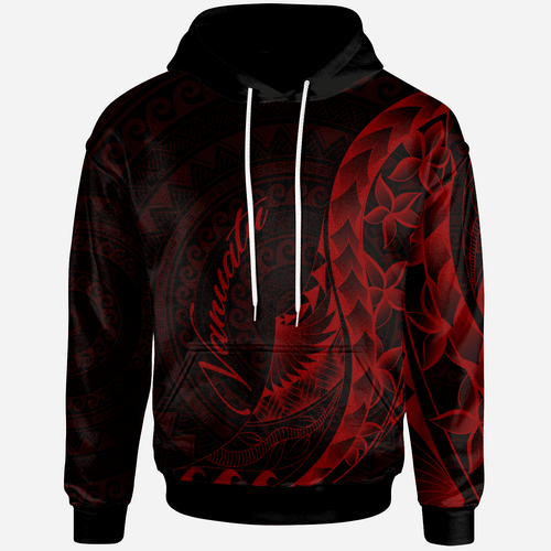 Vanuatu Hoodie - Polynesian Pattern Style Red Color