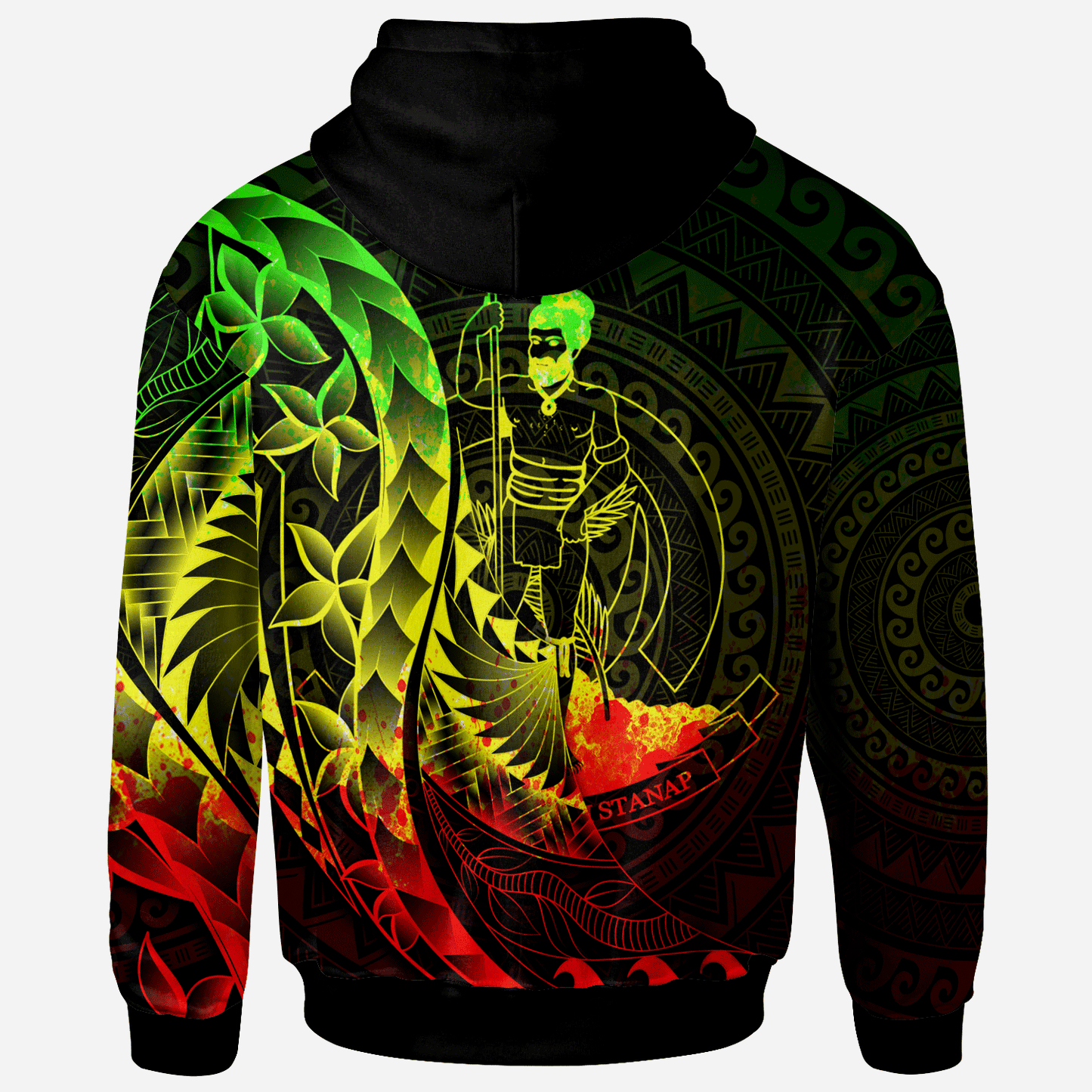 Vanuatu Hoodie - Polynesian Pattern Style Reggae Color