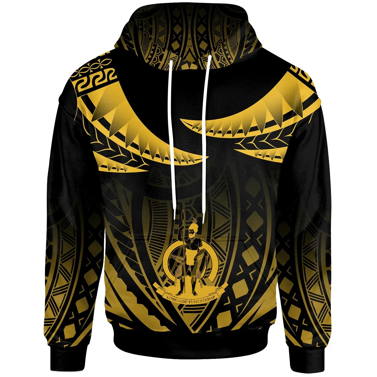 Vanuatu Hoodie - Polynesian Tribal Tattoo (Yellow)