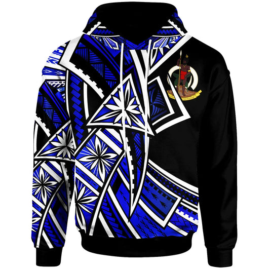 Vanuatu Hoodie - Tribal Flower Special Pattern Blue Color
