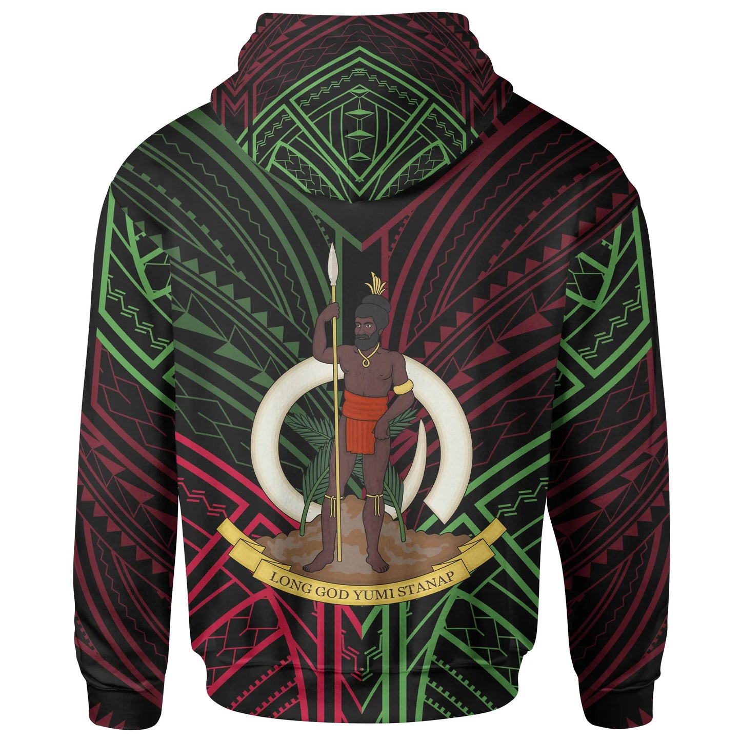 Vanuatu Hoodie - Vanuatu Seal Flag Color Tribal Patterns