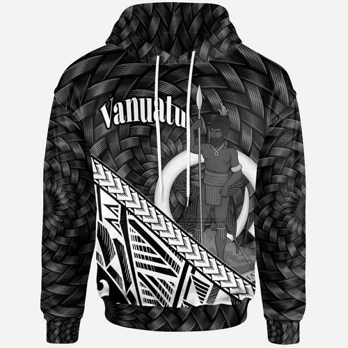 Vanuatu Hoodie - White Polynesian Patterns With Bamboo
