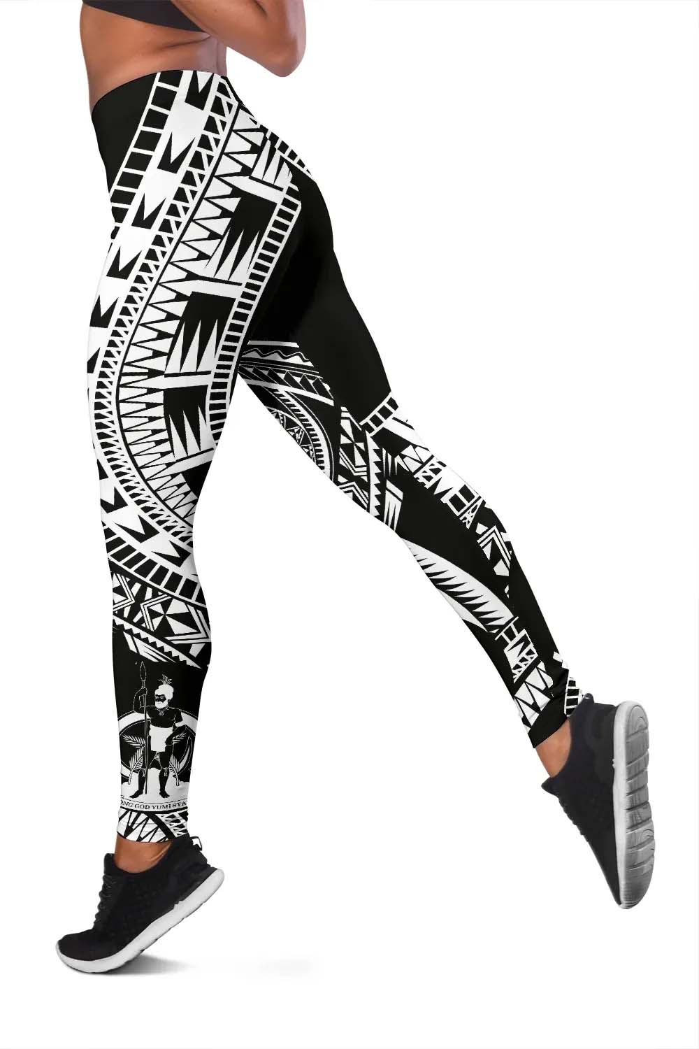 Vanuatu Legging Polynesian Pattern Black