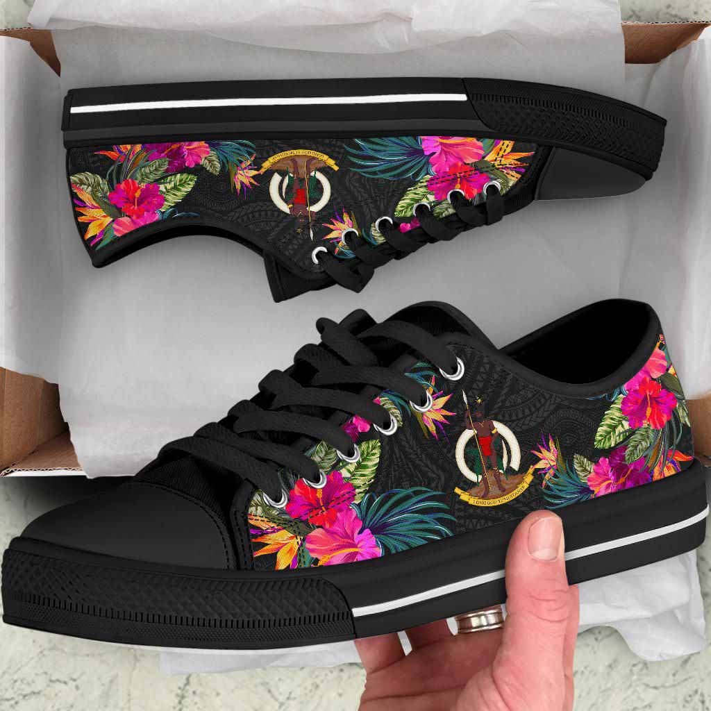 Vanuatu Low Top Shoes - Hibiscus Polynesian Pattern