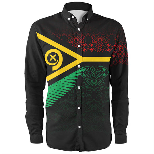 Vanuatu Long Sleeve Shirt Melanesia Tribal Pattern